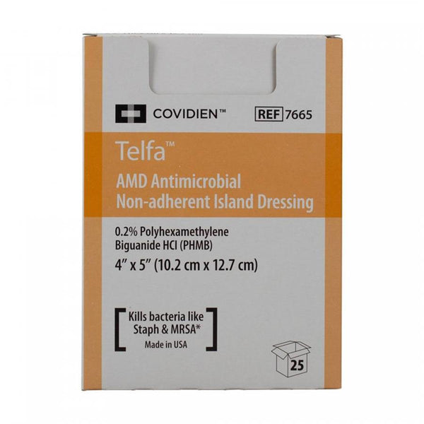 Covidien Telfa AMD Impregnated Antimicrobial Dressing Sterile 4" x 5" 7665