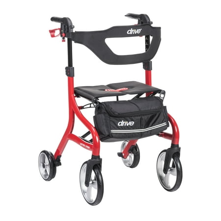 Drive Medical Nitro Sprint Rollator Rolling Walker - Tall - Red