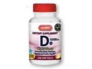 Leader Vitamin D3 1000 IU Softgels, 250 Count