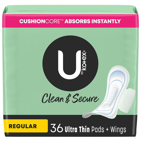 Kotex u limpia y segura almohadillas regulares ultra delgadas 36CT
