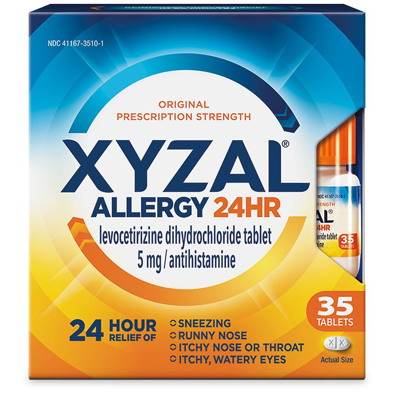 Alergia xyzal 24hr levocetirizine dihidrocloruro5mg/ antihistamína 180 mg 35 tabletas