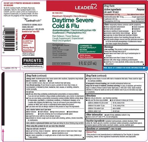 Leader Daytime Severe Cold and Flu Relief Liquid, Maximum Strength, 8 fl oz