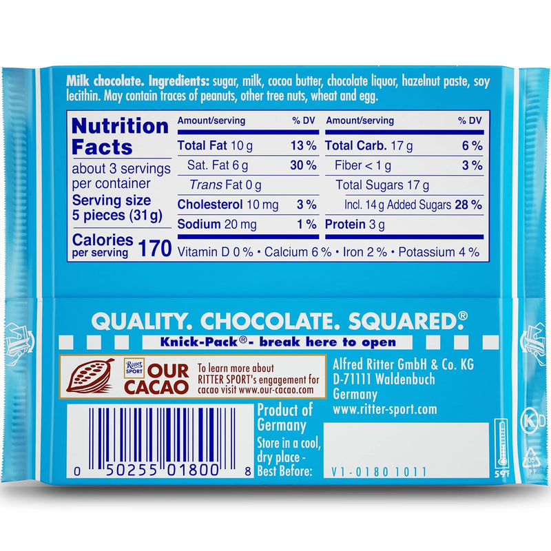 Ritter Sport Alpine Milk Chocolate 3.5oz