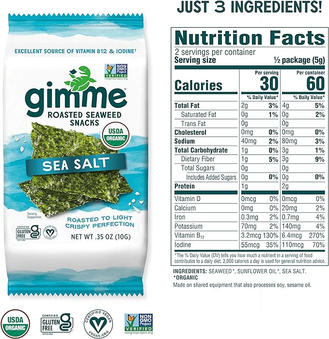 Dame la sal marina de algas asadas .35 oz