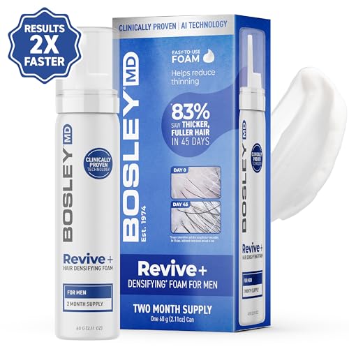 BosleyMD Mens Revive+ Densifying Foam for Hair Regrowth, 2 Month Supply