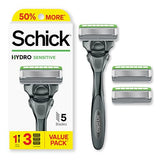 Schick Hydro Sensitive 5-Blade Razor + 3 Razor Blade Refills