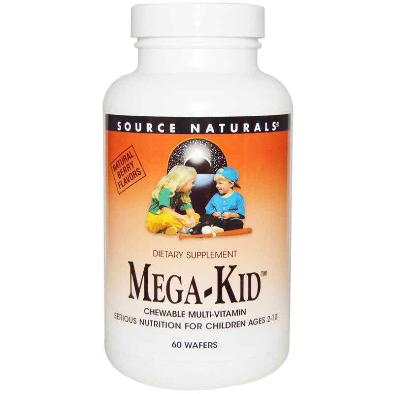 Source Naturals, Mega-Kid, Chewable Multi-Vitamin, Ages 2-10, Natural Berry, 60 Wafers