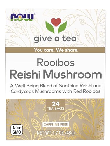 Now Foods, Rooibos Reishi Mushroom Tea, Caffeine Free, 24 Tea Bags, 1.7 Oz (48 G)