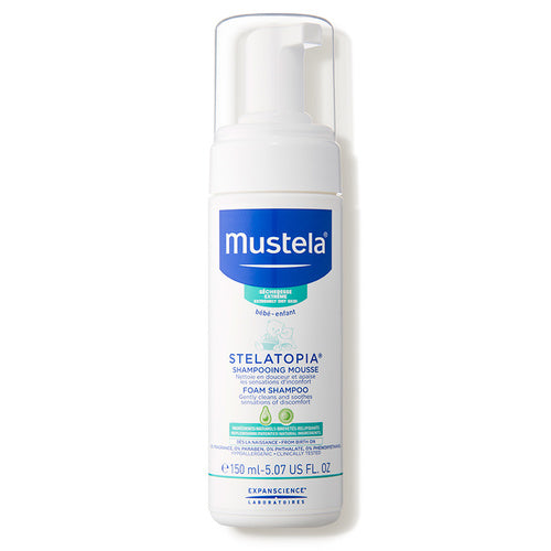 Mustela Stelatopia Fragrance-Free Baby Foam Shampoo for Eczema-Prone Skin, 5.07 fl oz
