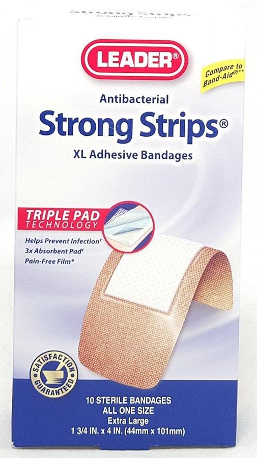 Leader Strong Strips XL Bandage 1.75in x 4in 10ct 096295124088A115
