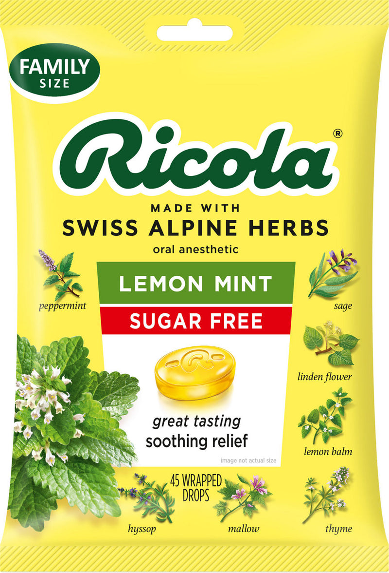 Ricola Throat Drops - Sugar Free Lemon Mint - 45ct