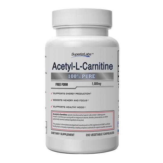 Superior Labs Acetyl-L-Carnitine by Superior Labs 100% Pure 1000mg  200 Vegetable Capsules