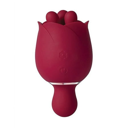 Rosewyn Rotating Rose Toy Vibrator & Pinpoint Stimulator - Red