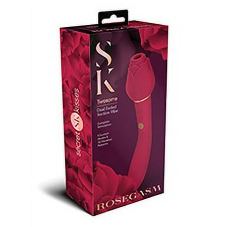 Secret Kisses Rosegasm Twosome Dual Ended Rose Bud W/Clitoral Suction & G-Spot Vibe - Red