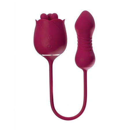 Rosa Rotating Rose Toy & Thrusting Vibrator - Red