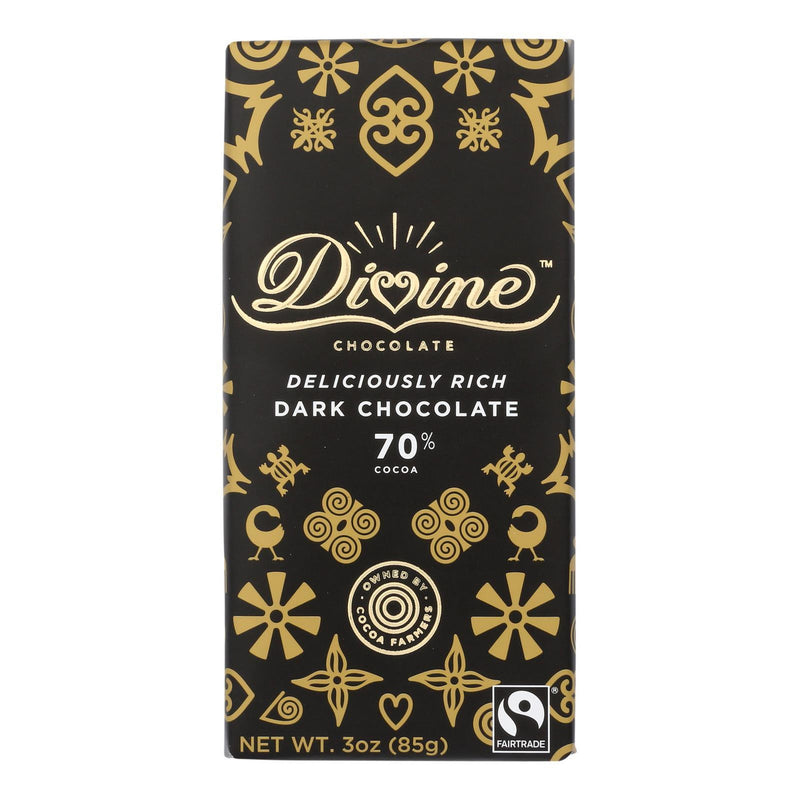Divine Chocolate 70% Dark Chocolate Bar, 3 Oz