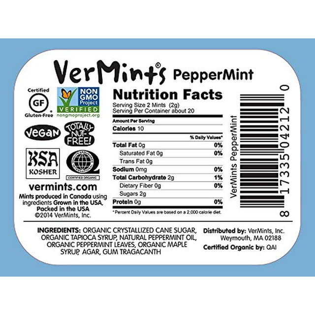 Vermints Peppermint Brethmints 1.41Oz