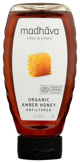 Madhava, Organic Amber Honey, Unfiltered, 16 oz