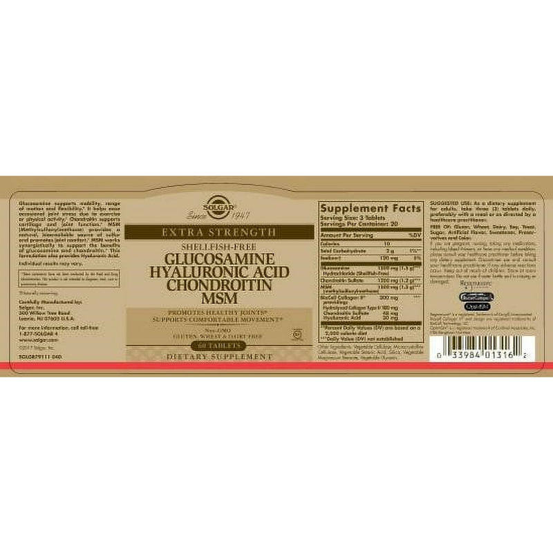 Solgar Extra Strength Glucosamine Chondroitin Complex Tablets 1200ct
