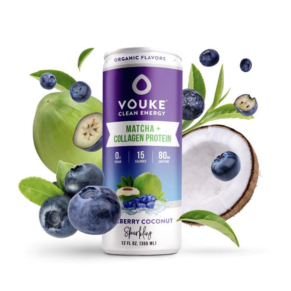 Vouke Clean Energy Matcha + Collagen Protein Blueberry Coconut 12oz