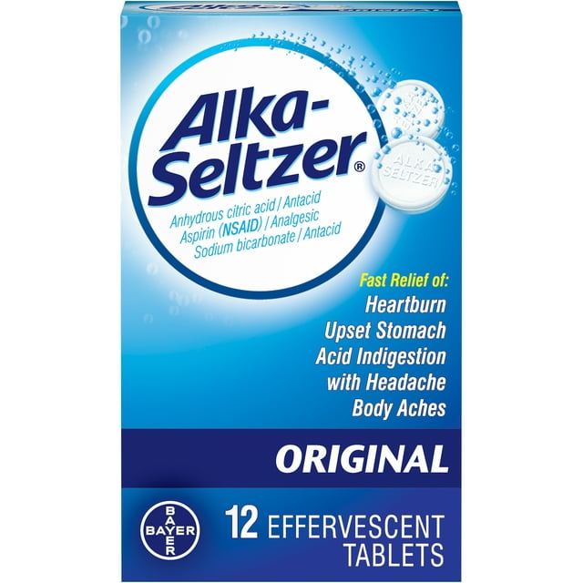 Alka-seltzer tabletas antiácidos originales 12ct