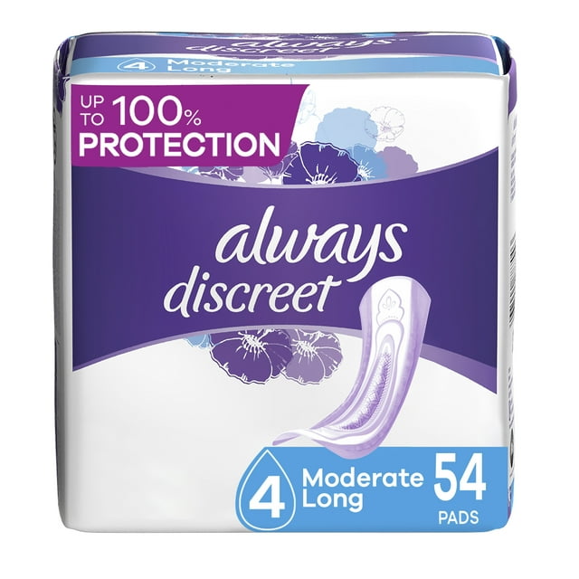 Always Discreet Moderate Long Size 4 Pads 54ct