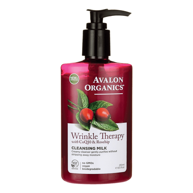 Avalon Organics Wrinkle Therapy With Coq10 & Rosehip Facial Cleansing Milk  8.5oz