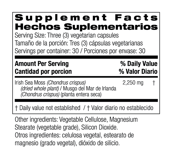 Bio nutrición cápsulas de musgo marino irlandesas 90ct