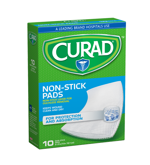 Curad Ouchless Non Stick Pads 3" x 4" 10ct