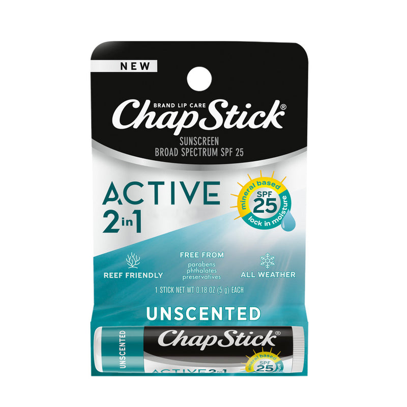 Chapstick Active 2 en 1 sin perfume 0.18 oz