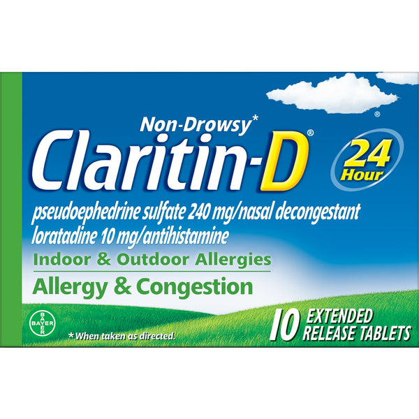 Claritin D 24hr Allergy Congestion & Sinus Relief  Tablets 10ct