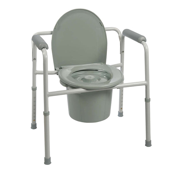ProBasics Three-in-One Steel Commode with Plastic Armrests Grey Bs31C