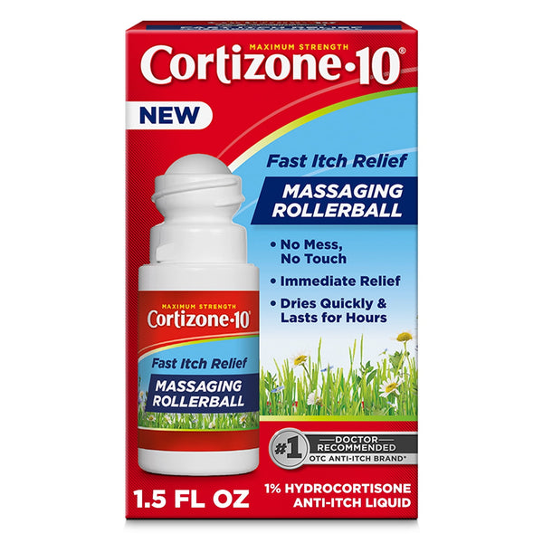 Cortizone 10 Massaging Rollerball 1% Hydrocortisone Fast Itch Relief Roll-on  1.5oz