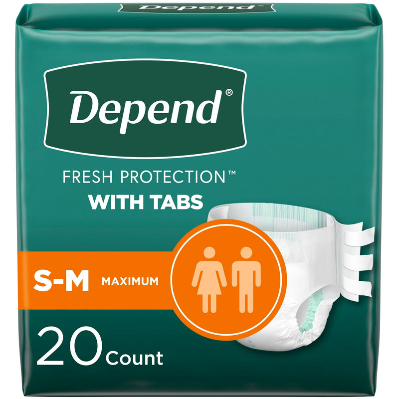 Depend Maximum Absorbency Protection With Tabs S/M Unisex Briefs 20ct
