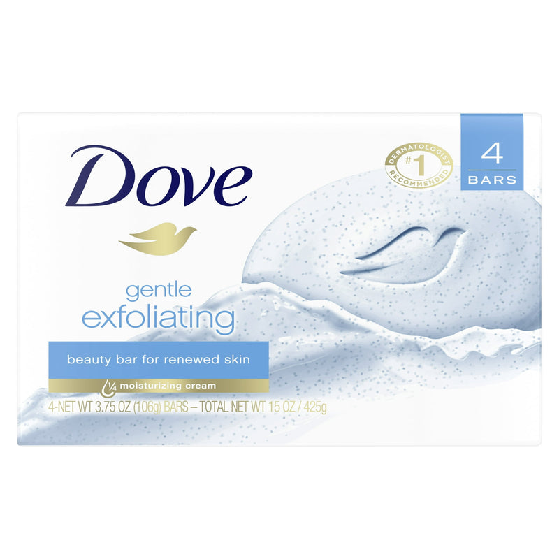 Dove Bar Soap White Gentle Exfoliating 4 Bars 15Oz