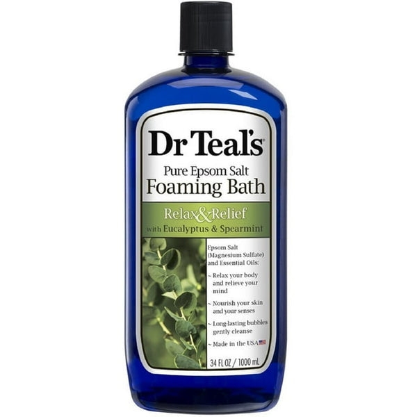 Dr. Teals Bath Foaming Epsom Salt Relájate y Alivio Eucalipto y Spearmint 34oz