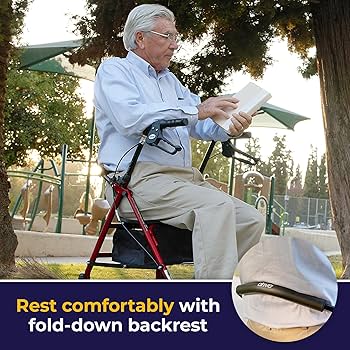 Drive Medical Rollator with Back Support, Red