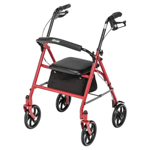 Drive Medical Rollator with Back Support, Red