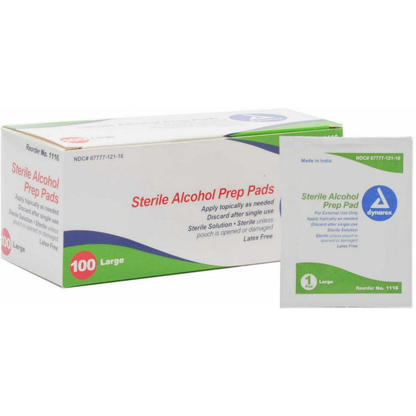 Dynarex Sterile Alcohol Prep L Pads 100ct