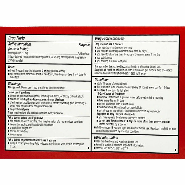 Leader Esomeprazole Magnesium 20mg Tablets 42ct
