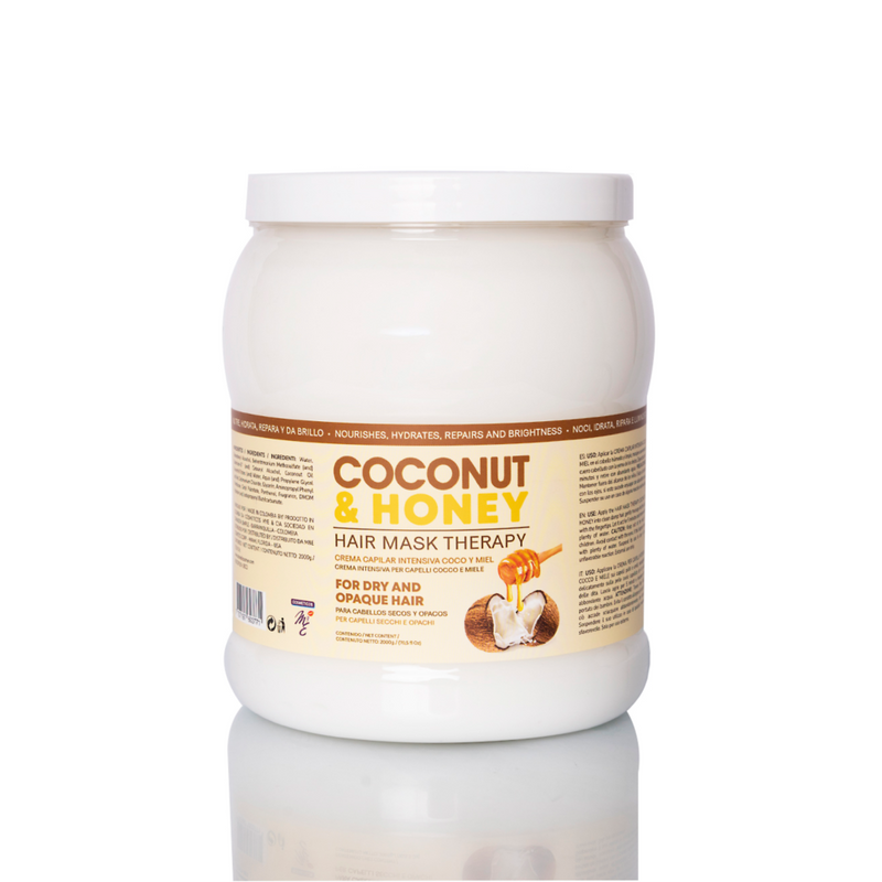 Terapia de mascarillas para el cabello de coco y miel de M&E 10.58 oz
