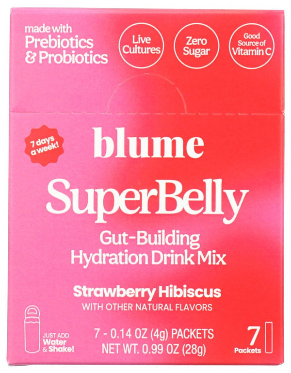 Blume Strawberry Hibiscus Superbelly Hydration Powder 7 Packets 0.14oz each