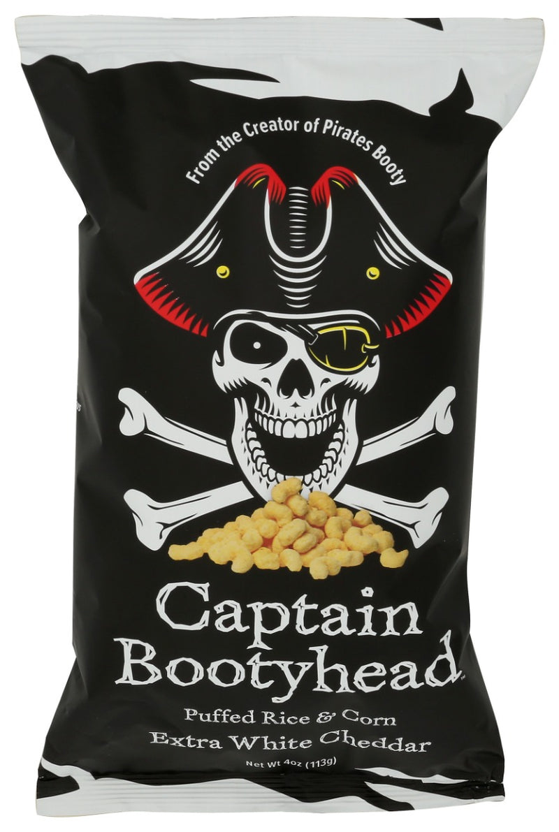 Captain Booty Head Puffed Rice & Corn Extra White Cheddar 4 oz
