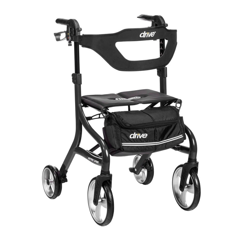 Drive Medical Nitro Sprint Rollator Tall, Folding, Adjustable Height - Black