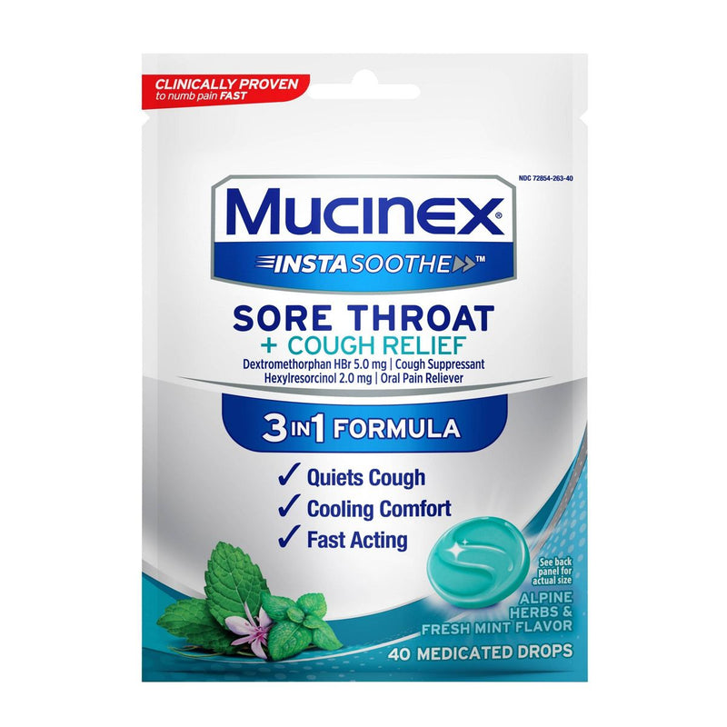 El alivio de la tos Mucinex Dolor de garganta cae 20ct 20ct