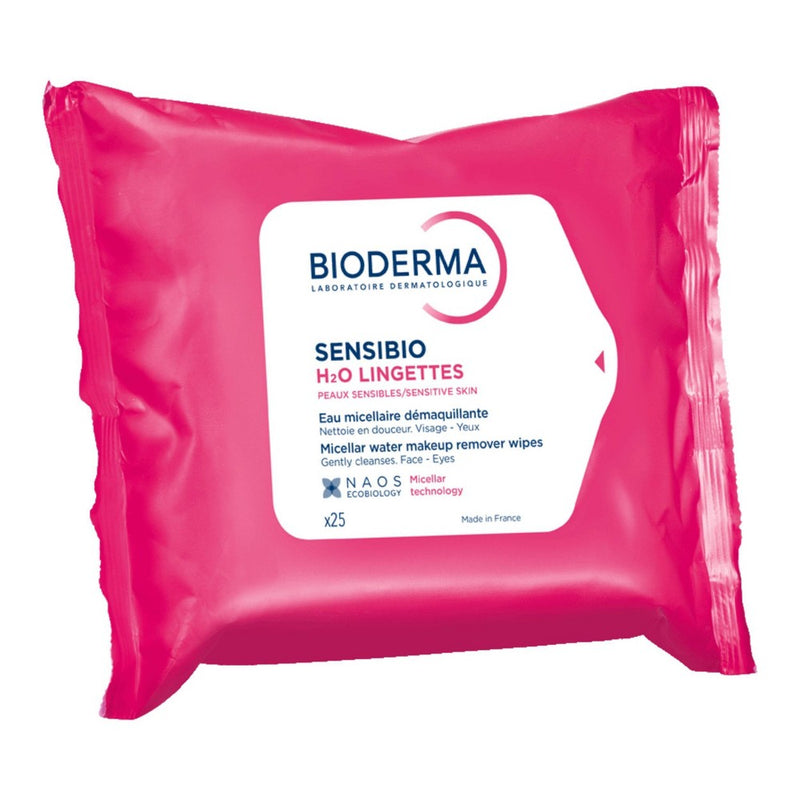 Bioderma Sensibio H2O Facial Cleansing And Makeup Removing Wipes For Sensitive Skin - 25ct