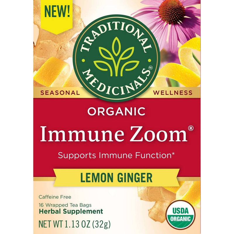 Traditional Medicinals Tea  Organic Immune Zoom Lemon Ginger  Tea Bags  16 Count