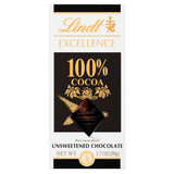 Lindt Excellence 100% Cocoa Dark Chocolate Bar 1.7 oz. Bar