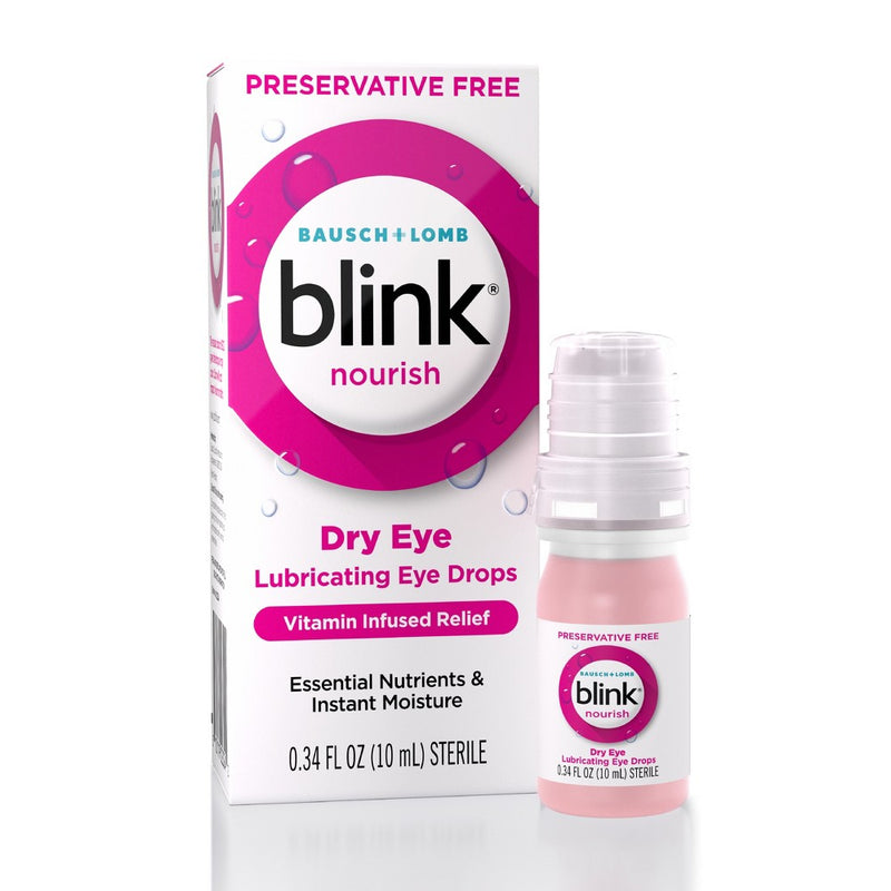Blink Nourish Hydrating and Lubricating Eye Drops for Dry Eyes - Preservative Free - 0.33 fl oz