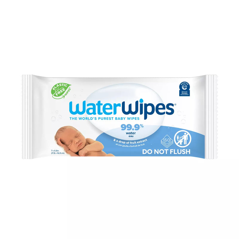 WaterWipes Plastic-Free Original Unscented 99.9% Water Based Baby Wipes